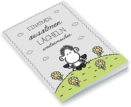 Boho Chic Sheepworld - 44780 - Notizheft, Nr. 8, Schaf, 5er Pack, Einatmen ausatmen lächeln weitermachen, A6, Blanko, 24 Blatt, geheftet