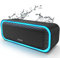 DOSS Enceinte Bluetooth, Haut Parleur Portable sans Fil avec Bass Puissantes, Étanche IPX6, Lumières Multicolores,Autonomie 20H, Double Appairage Stéréo, Noir