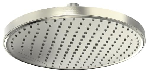 SparkPod 10 Inch Round Rain Shower Head - Ceiling or Wall Mount Rainfall Shower Head - Large Coverage Showerhead - Brass Ball Joint with 360° Adjustment - 1-Min Install (Elegant Brushed Nickel)