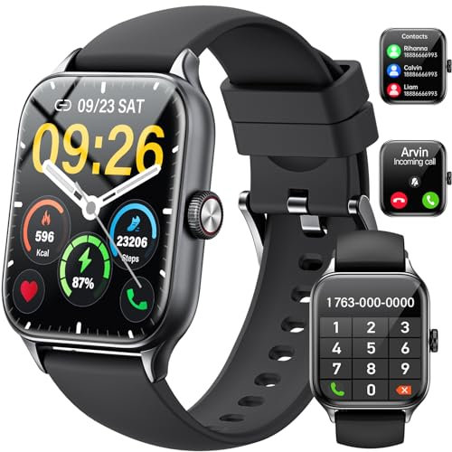ANDFZ Smart Watch (Answer/Make Call), 1.85 TFT HD Display Fitness Watch for Women Men with Pedometer, Heart Rate, SMS Reminder, Voice Assistant, Multiple sports modes (Black)