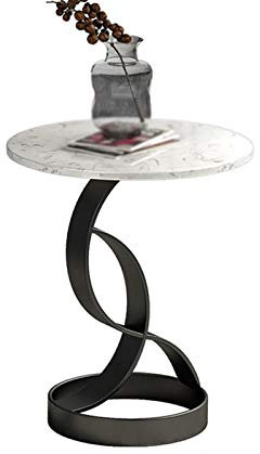 Exquisite Nachttische schmücken den Couchtisch, runder Marmor-Beistelltisch, Balkon, Wohnzimmer, Schlafzimmer, einlagiger Couchtisch, leicht zu bewegender Korbtisch (Farbe: B, Größe: 50 x 50 x 55 cm)