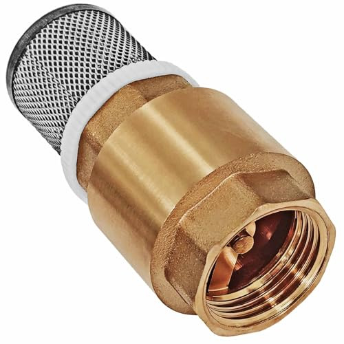 MegaHaustechnik Fußventil mit Ventilkegel aus Messing mit 1 1/2 Zoll Innengewinde IG DN40 und Filterkorb, Fußfilter Schmutzwasser Teichpumpe Saugpumpe Endstück