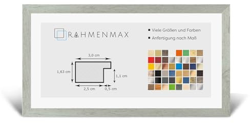 RahmenMax Morena Bilderrahmen Posterrahmen 20x60 cm Pinie Gekälkt Dekor 60x20 cm mit weisser Rückwand und Antireflex Acrylglas