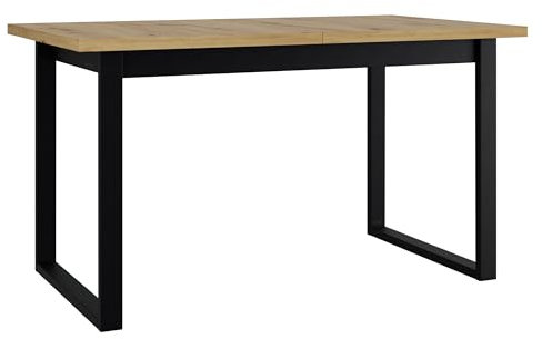 Mirjan24 Tisch für Esszimmer Idunes III, Rechteckiger Esstisch, L:140-180 x H:79 x B:80 cm, Ausziehbarer Tisch für Küche, Küchentisch, Esszimmertisch, Ausziehtisch (Artisan Eiche/Schwarz)