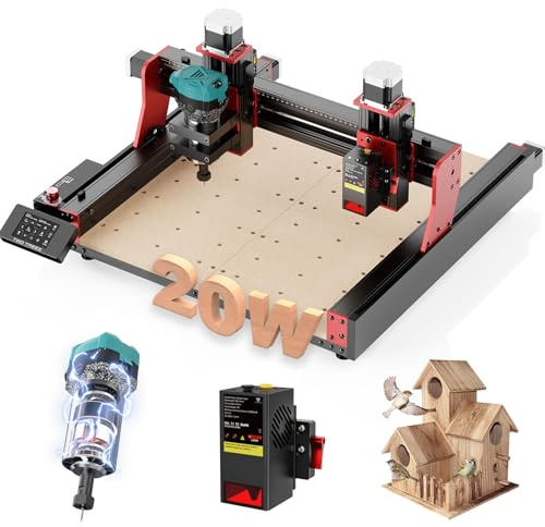 Twotrees TTC450 Pro CNC Router CNC Área de trabajo 460 x 460 x 80 mm para grabado, corte de MDF, acrílico, madera maciza, nailon con kit de recortador 800W, husillo para enrutador de madera y módulo