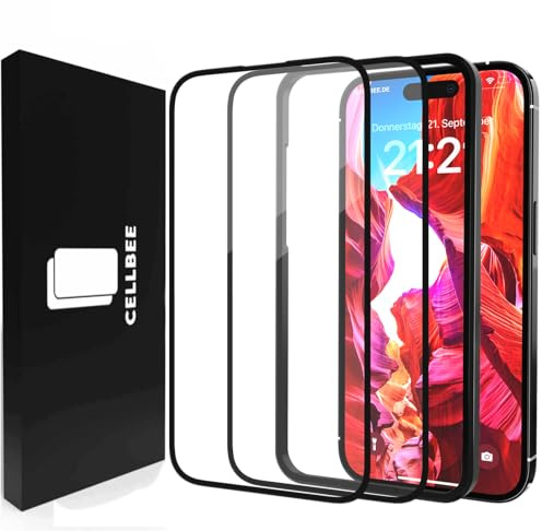 CELLBEE für iPhone 16 für Panzerglas Displayschutzfolie The Curved 2.0, inkl. Applikator, Unsichtbar, Premium, 4D Schutzfolie, Glas Panzerfolie 2 Stück
