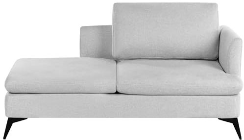 Beliani Chaiselongue Stoff hell grau rechtsseitig mit Kissen klassisch modern Sievoz