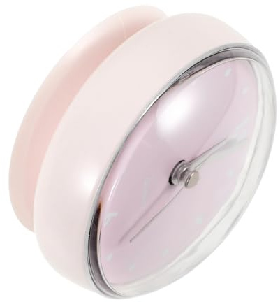 Cabilock Horloge Murale à Ventouse Étanche pour Salle De Bain, Petite Horloge Murale Ronde avec Fond Blanc Et Cadran Rose, Plastique Solide, Affichage Analogique, Cuisine, Bain Et Chambre