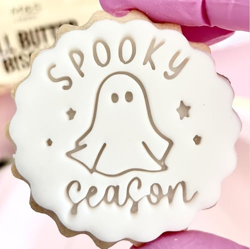 Halloween Cookie Cutter Spooky Season Ghost Stamp Embosser fits m&s Biscuits Great for Fondant Icing Reusable Marks and Spencers Pumpkin Halloween Decor Ideas Party Favours Free Matching Cutter