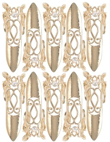 Gogogmee Anillos Ajustables de Garra Dorados para Punta Dedos, 10 Piezas, Accesorios para Cosplay y Disfraz Reina Antigua, Decoración de Uñas para Espectáculos y Baile