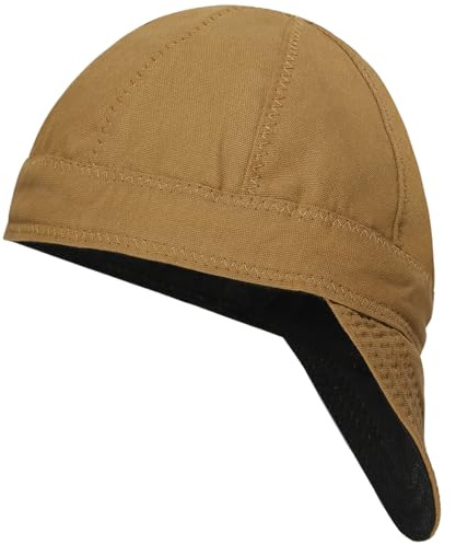 sourcing map Gorra de soldadura reversible, 7 1/2 pulgadas (191 mm) ID 8 paneles de protección para hombres y mujeres, protección de seguridad durante la soldadura, marrón