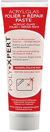 PolyXpert Acrylglas Polierpaste 75ml – Repairpaste für Acrylglas & Kunststoff - Politur für Kratzerentfernung & Pflege