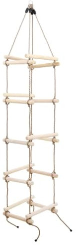 vidaXL Holz Strickleiter mit 5 Holzsprossen Kletterseil Kletterleiter Seilleiter Kinderleiter Kinder Garten Outdoor Länge 200 cm 4 Seiten Ab 3 Jahren