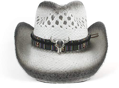 Elegant, Wide Brim, große Größe 100% handgemachte Strohhut Western Cowboy Cap Sommer Damen Herren Cowgirl Fedora Jazz Hut Strand Sombrero Hombre Rettungsschwimmer Sonnenhüte Größe 56-58CM Für Männer F