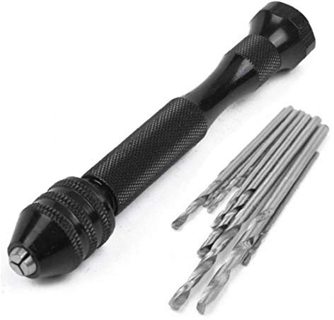 Präzisions-Pin Vise Holzverarbeitung Handbohrmaschine Miniatur-Bohrer und 10pcs Mini Micro-Bohrer-Set mit Keyless Chuck (zufällige Farbe)