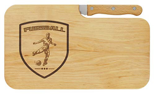 LASERHELD Bread board snack board wooden alder knife football gift men women chopping board wood gift idea for him and her