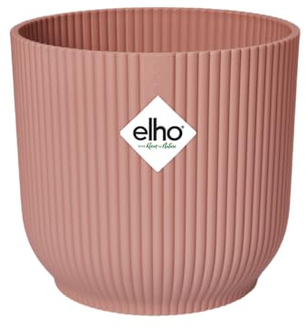 Elho Vibes Fold Rond 14 - Pot De Fleurs pour Intérieur - Plastique 100% Recyclé - Ø 14.1 x H 12.9 cm - Rose/Rose Poudré