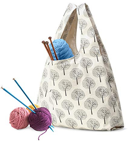 Yarwo Häkelgarn Tasche, Tragetasche für Stricken Wolle und Häkel Zubehör, Handarbeitstasche für Häkelnadeln, Unfertige Projekt und Stricken Garn, Baum(PATENT ANGEMELDET) | Mit Hauptfach für Wolle, Großer Innentasche für WIP, 2 Schlitzen für Nadeln und Rück-Reißverschlusstasche für Strickprojekte