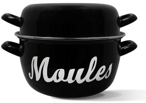 MENASTYL - Marmite à moules 24cm 5L avec écriture en acier émaillé, parfaite pour des moules comme au restaurant ! - 3645564