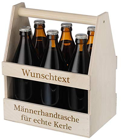 polar-effekt Bierträger mit Gravur Flaschenträger für 6X 0,5 & 0,33 L, Männerhandtasche - Geschenkidee Bierflaschenträger Wunschtext