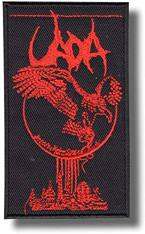 JJTEXTIX Uada Band Patch Abzeichen bestickt Aufbügler Applikation - Rot, Mittel, 1 Stück - Reise, Aufbügel-Patch