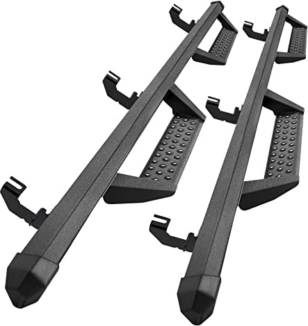 SMANOW Estribos abatibles compatibles con Jeep Wrangler JL 2018-2025 de 4 puertas, doble etapa texturizada con recubrimiento en polvo negro, barras de paso laterales de 3 pulgadas BCKA.