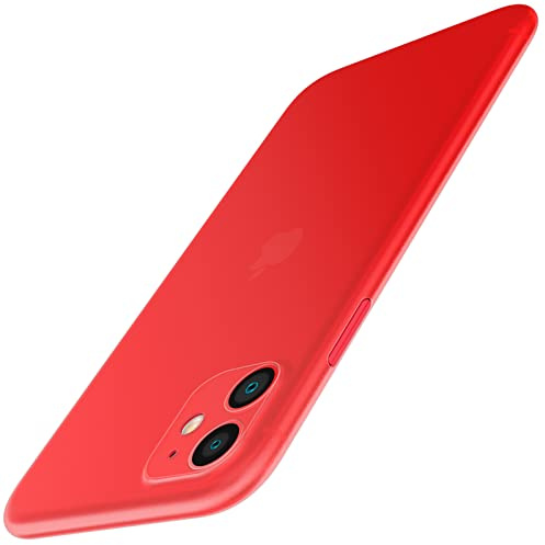 JETech Cover Ultra Slim per iPhone 11, Rosso | Protezione della Fotocamera, Leggera, Finitura Opaca, Custodia Minimalista in PP Rigido, Supporta Ricarica Wireless