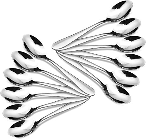 CAMRI Teaspoons Set of 12-13.2 cm / 5.19 in, Stainless Steel Tea Spoon for Coffee & Dessert, Dishwasher Safe, Small Spoon Set for Home Kitchen & Restaurant (C61-12 Pcs)