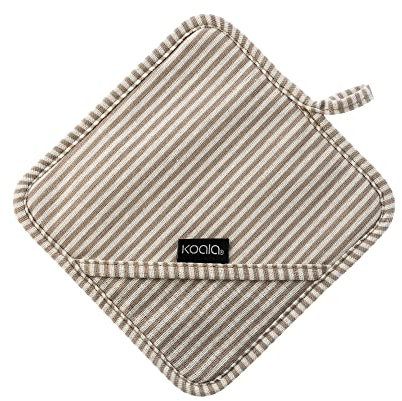 Koala Spain Topflappen mit Silikon, hitzebeständig, mit Grifftasche, gestreiftes Design, Beige, recycelte Baumwolle