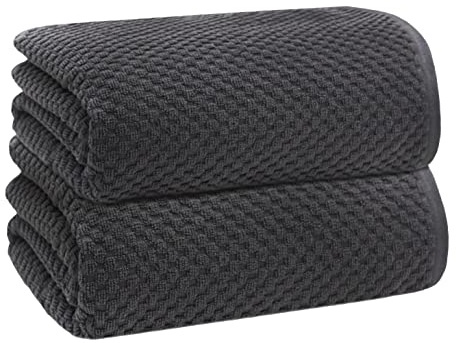 COTTON CRAFT Waffle Bath Sheets - Set of 2 Luxury Euro Spa Waffle Weave Bath Sheet Towels - 100% Ringspun Cotton Bath Sheet - Absorbent Quick Dry Bath Towel Sheet - Oversized 35 inch x 70 inch - Grey