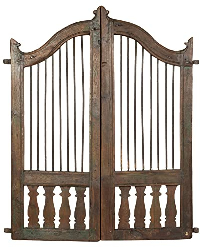 Biscottini Grande cancello in Legno per Esterno 125x3x100 cm | Cancello da Giardino in Legno massello e Ferro | Cancello Legno per Esterno