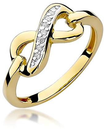 MARKO Damenring mit einem unendlichen Diamanten von 0,04 Karat - Gold Diamant Verlobungsring - 14 Karat Gold (585) - Goldring für Frauen (Gelbgold, 54 (17.2))