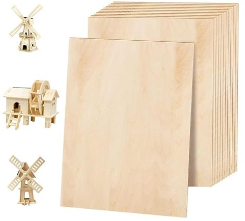 GOYADA 12 Pezzi Fogli di Compensato 400 x 300 x 2 mm, Pannelli di Legno, Compensato 2 mm per Fai Da Te Fatto a Mano, Modelli, Arti e Mestieri