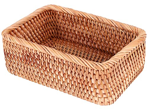 Hopbucan Hand Gewebte Rechteckige Rattan Weiden Korb Tee Brot Picknick Kosmetik Aufbewahrungs Box KüChe Haushalts Werkzeuge S