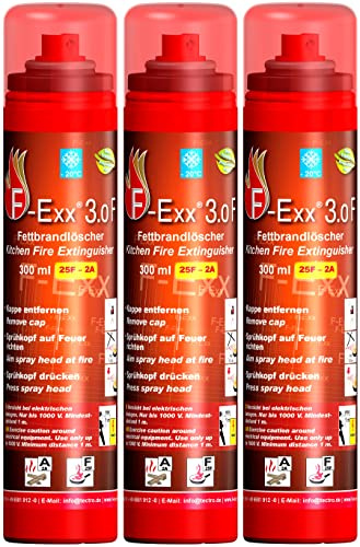 F-Exx 3.0 F - Fettbrand- und Festbrand-Feuerlöscher für Haushalt und Küche im 3er-Pack (Made in Germany)