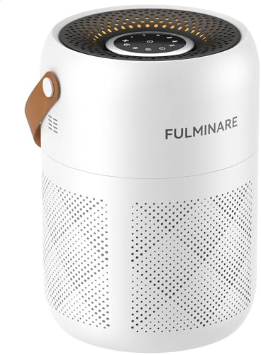 FULMINARE Air Purifiers for Home Bedroom H13 True HEPA Air Purifier, 3 Speeds, Timer, Quiet Air Cleaner With Night Light, Portable Small Desk Air Purifier for Smoke, Kitchen, Office, White