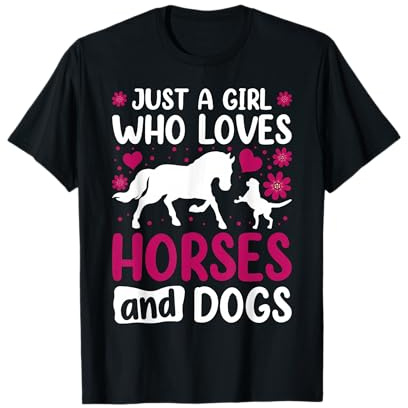 Just A Girl Who Loves Horses and Dogs Teenager Teen Kids T-Shirt