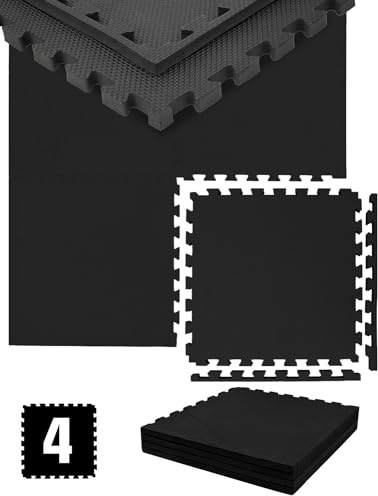 EYEPOWER Trainingsmatte 2cm Extra-Dick: 1m² 4 Große EVA 50x50 Bodenmatten - Bodenschutzmatte 100x100 cm Turnmatte Fitness Sport Matte Fitnessraum Puzzlematte Fitnessmatte Sportmatte Bodenmatte