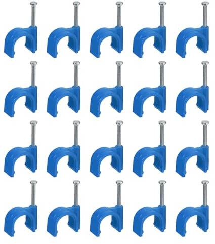 sourcing map Kabelclips mit Stahlnagel, 50 Stück 16mm/0,63 Kunststoff Kabelclips, Ethernet Kabelclips zum Nageln für die Verwaltung von Kabeln zu Hause, blau