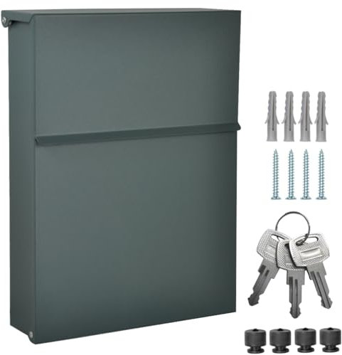 ALSTEN TECH Boîte aux lettres murale design sans compartiment à journaux - Gris anthracite mat RAL 7016 - Mini 30 x 23 cm