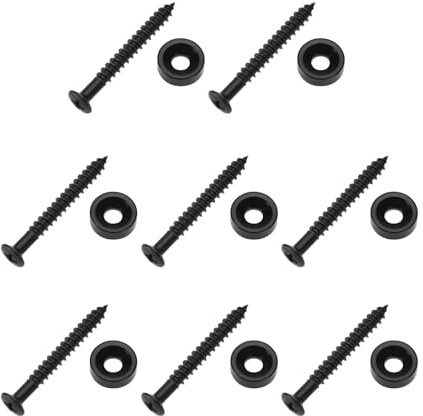 EMSea 8 Sets E-Gitarren-Bass-Hals-Befestigungsschrauben 44,5 X 4,5 Mm Metallhülsen-Bolzenverbindungsbuchsen Schrauben für E-Akustikgitarren-Bass Schwarz