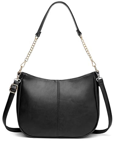 XUANXIE Handtasche Damen Mittelgroß Umhängetasche Damen Schwarz Crossbody Bag Damen Veganes Leder Handbags Umhängetaschen Damen Tasche Schultertasche für Tägliches Arbeiten, Einkaufen, Reisen
