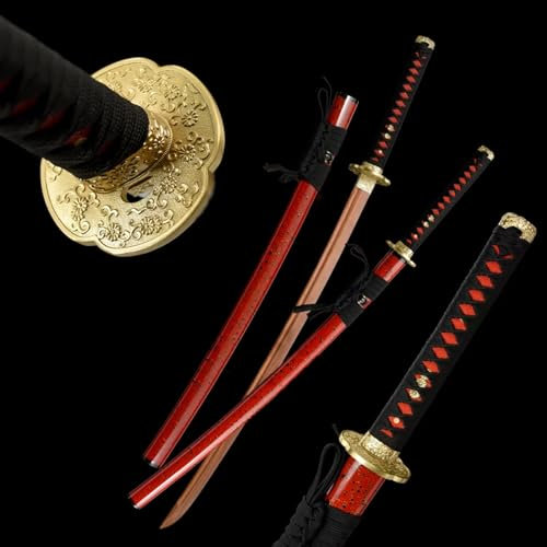 103cm Holz-Katana-Schwert mit Massivholzscheide,handgefertigtes Holzschwert,echter japanischer Samurai,Kampfkunst,Training,Bokken,Anime,Cosplay-Requisiten,Geschenk für Mädchen,Partygeschenk(101,6 cm)