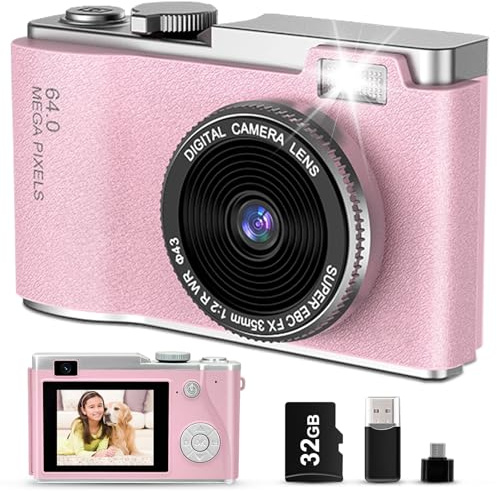 AKOFIC Appareil Photo Enfant, 2,4 Pouces Appareils Photos Numériques pour Enfants, 1080P HD Mini Caméra Enfant Rechargeable avec 32GB Carte, Caméra Jouet Cadeau pour Filles Garçons de 3 à 10 Ans