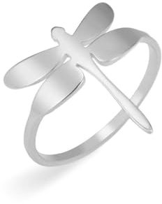Gu Feng Anello libellula con ali in acciaio inossidabile lucido, intelligente e carino giocoso