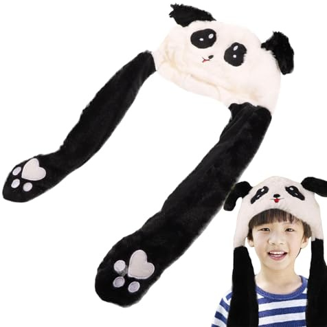 Plüsch-Panda- , Panda- , Tierhut, Wintertiermütze, Plüschhut, bequem, Plüsch- , leuchtende Tiermütze mit beweglichen Ohren für die