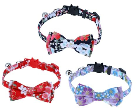 COLLBATH Katzenhalsband Mit Glocken Und Fliegen Verstellbares Haustierhalsband Für Schutz Und Komfort