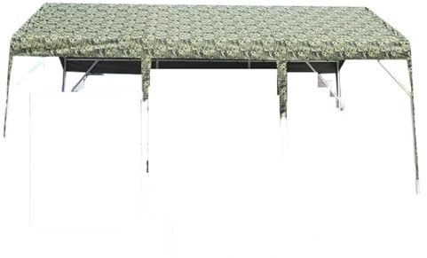 VNSMM Tettoie per Auto Carport Esterno Casa Patio Gazebo Garage Mobile Tenda da Sole Impermeabile Tenda da Giardino Spazio Aperto PergolaN Tendone Garage(A 4x6m Camouflage)