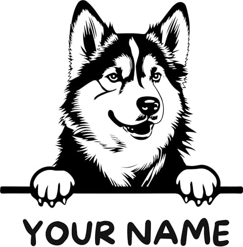 AMA SHOP Adesivo Prespaziato Cane Razza Alaskan Malamute personalizzato con nome|adatto per casco auto moto|CM.25