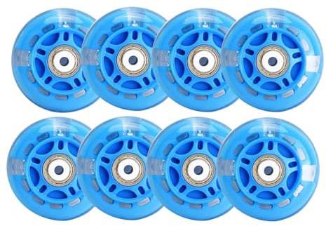 Inline-Skate-Rollen, 70 mm, 64 mm, Polyurethan, Härtegrad 84A, Blau, 64 mm, 8 Stück